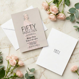 Convites Cinquenta e Chic Glam Fotográfico de Aniversário F