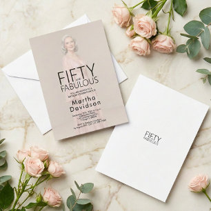 Convites Cinquenta e Chic Glam Fotográfico de Aniversário F