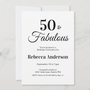 Convites Cinquenta e Fabuloso Aniversário de 50 anos
