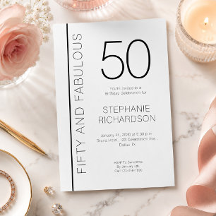 Convites Cinquenta e Fabuloso Aniversário de 50 anos Modern