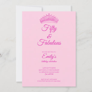 Convites Cinquenta e Fabuloso Coroa Rosa Aniversário
