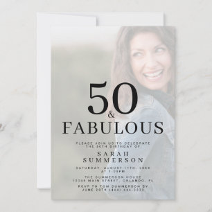 Convites Cinquenta e Fabuloso Foto Aniversário de 50 anos