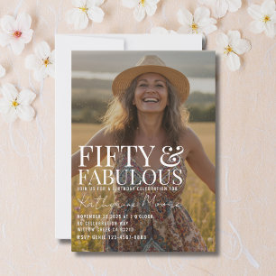 Convites Cinquenta e Fabuloso Foto Aniversário de 50 anos