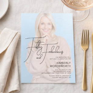 Convites Cinquenta e Fabuloso Foto Aniversário de 50 anos