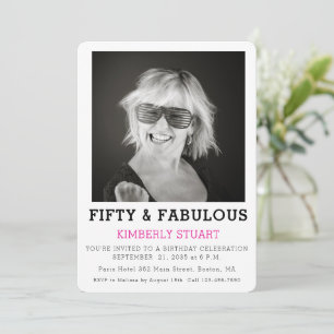 Convites Cinquenta e Fabuloso Foto de Aniversário de 50 ano