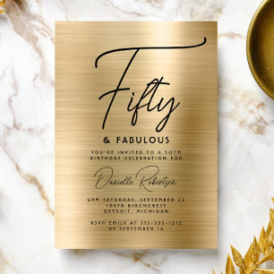 Convites Cinquenta e Fabuloso Glam Ouro Aniversário de 50 a