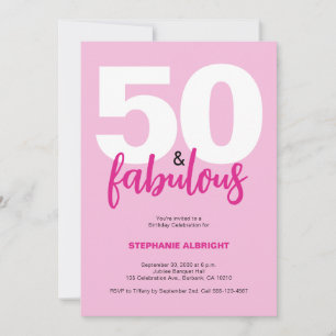Convites Cinquenta e Fabuloso Rosa Bege Partido de Aniversá