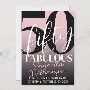 Convites Cinquenta e Fabuloso Rosa Preto Festa de Aniversár