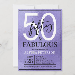 Convites Cinquenta e Fabuloso Roteiro de 50 Anos Roxo