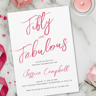 Convites Cinquenta e Fabuloso Roteiro Rosa Aniversário de 5