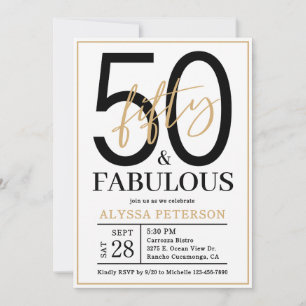 Convites Cinquenta e Fabuloso Script Aniversário de 50 anos