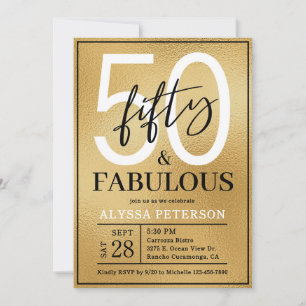 Convites Cinquenta e Fabuloso Script Aniversário de 50 anos