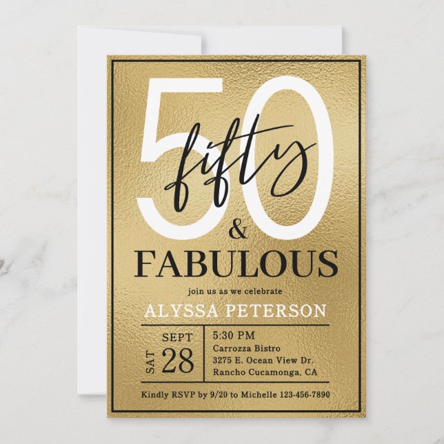 Convites Cinquenta e Fabuloso Script Aniversário de 50 anos (Frente)