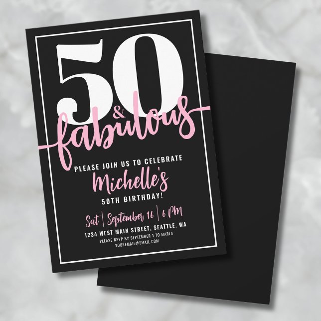 Convites Cinquenta e Fantástico Festa Moderna de 50 Anos de (Fifty And Fabulous 50th Birthday Party Invitation)