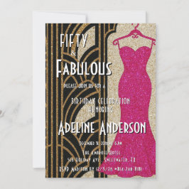 Convites Cinquenta e Fantástico Preto Dourado Rosa Art Déco
