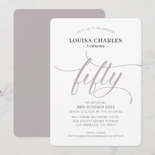 Convites CINQUENTA elegante escritor quântico de aniversá