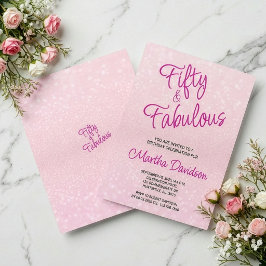 Convites Cinquenta & Fabuloso Brilho Rosa Elegante