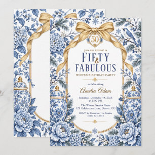 Convites Cinquenta & Fabuloso Inverno Chinoiserie Aniversár