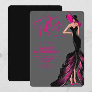 Convites Cinquenta Fantásticos Vestidos Rosa Cinza 50 Anos 