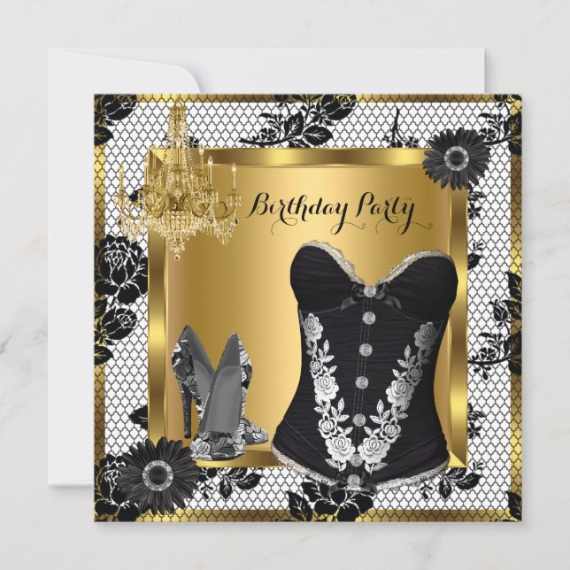 Convites Cinto de renda com lustre de salto alto preto 3 (Frente)