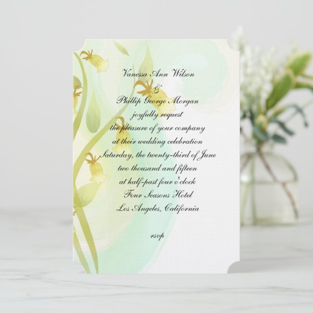 Convites Cintos Amarelos Lavagem Por Aquarela (Em pé/Frente)