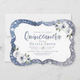 Convites Cinturão azul-faísca e Quinceanera floral