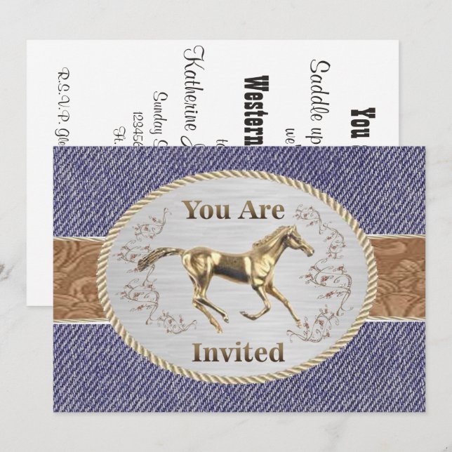 Convites Cinturão Ocidental E Fivela De Negação São Convida (Frente/Verso)