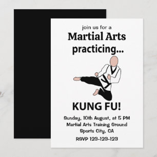 Convites Cinturão Preto de Artes Marciais Kung Fu