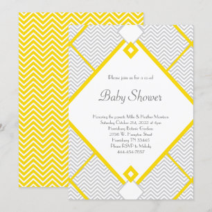 Convites Cinza Amarelo, Chá de fraldas, Sexo Neutro