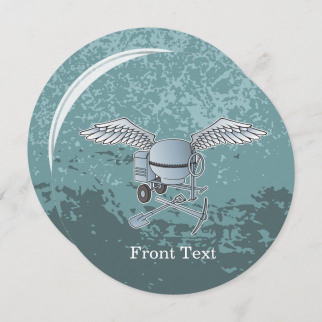 Convites Cinza azul de misturador de betão (Frente/Verso)