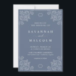 Convites Cinza Azul Dusty | Vintage Ornamentado Clássico I<br><div class="desc">Convites de casamento elegantes e inspirados em vintage com um quadro detalhado de ornamentado em torno de seus detalhes. Cor azul-cinza sem som.</div>