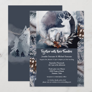 Convites Cinza azul-escura, palha de água