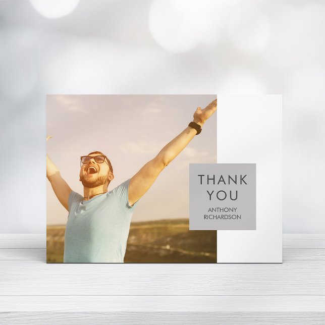 Convites Cinza Block | Formando de fotos Obrigado (Criador carregado)