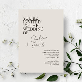 Convites Cinza | Casamento Minimalista Chic Script