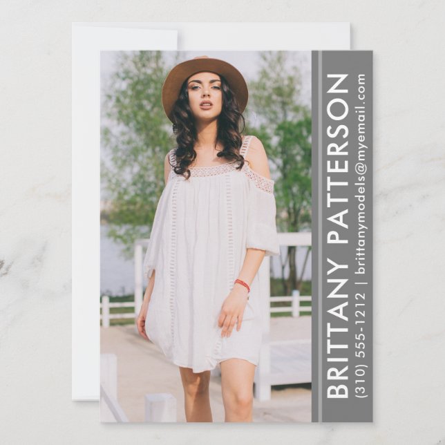 Convites Cinza da placa Comp Pro Foto do Ator Modelo (Frente)