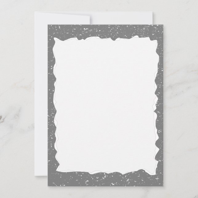 Convites Cinza de Borda Personalizada de Papel Despedaçado  (Frente)
