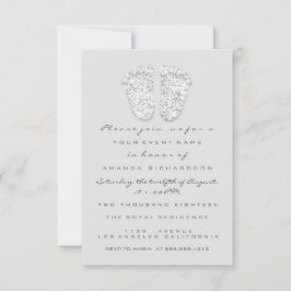 Convites Cinza De Garota De Prata De Chá de fraldas Dourada