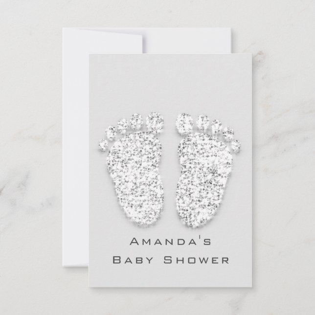 Convites Cinza De Garota De Prata De Chá de fraldas Dourada (Verso)