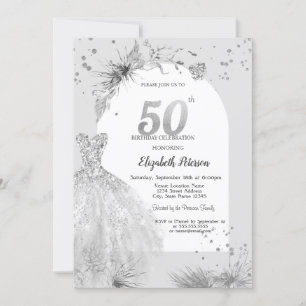 Convites Cinza de inverno de Vestido Chic 50º aniversário
