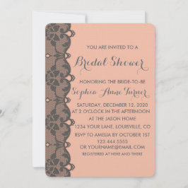 Convites Cinza de Pêssego Vintage Chá de panela