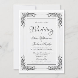 Convites Cinza de prata Elegante e Casamento de rendas bran