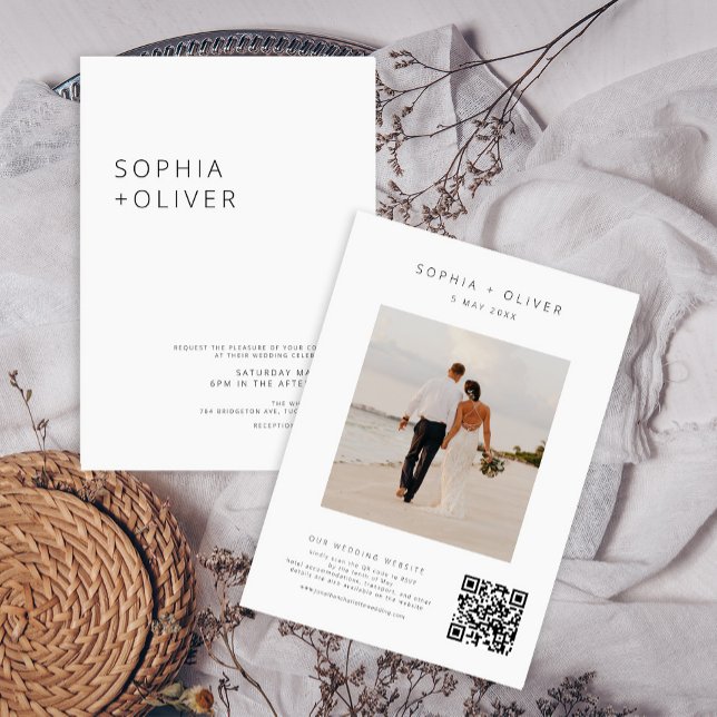 Convites Cinza de Prata Elegante Moderna Casamento All-in-O (Criador carregado)