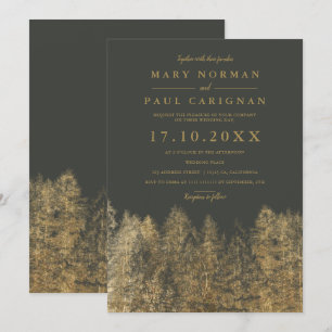 Convites cinza Dourada Casamento de todos os pinheiros de i