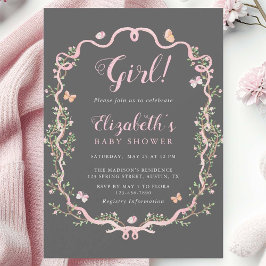 Convites Cinza e Chá de fraldas de Floral do Flor