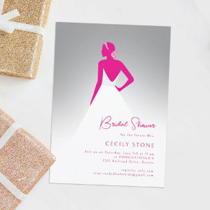 Convites Cinza e Chá de panela de vestir de casaco rosa