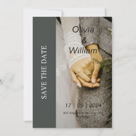 Convites Cinza e foto branca Simples Salvar o Casamento de