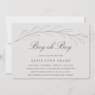 Convites Cinza Elegante, Chá de fraldas de galho