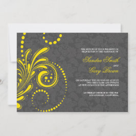 Convites Cinza Elegante Damas Casamento Amarelo