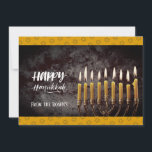 Convites Cinza Elegante e Hanukkah Chanukah Menorah Dourado<br><div class="desc">Um belo e impressionante convite de uma menorah e velas acesas contra um fundo nebuloso e uma atmosfera de inverno. Os detalhes na parte de trás do cartão para você personalizar. Tenha um bom feriado ❀</div>