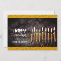 Cinza Elegante e Hanukkah Chanukah Menorah Dourado